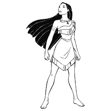 coloriage: Princesse indienne Pocahontas en coloration
