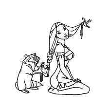 coloriage: Coloriage Pocahontas et son amie Miko