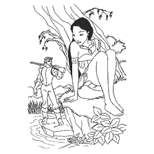 coloriage: Coloration Pocahontas avec John Smith