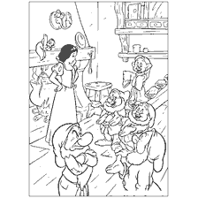 pagina da colorare: Illustrazione dal libro di colorazione Biancaneve e i sette nani, dove Grumpy è infelice.