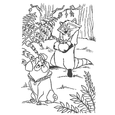coloriage: Coloration: Miko Raccoon et chien