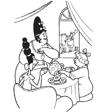 pagina da colorare: Illustrazione per una fiaba di Charles Perrault raffigurante una scena con un invito alla palla