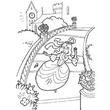 pagina da colorare: Cenerentola scappa con una scarpa di cristallo