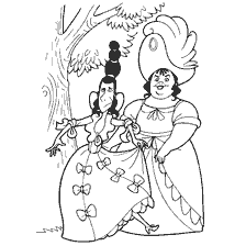 pagina da colorare: Illustrazione delle Sorelle Cenerentola dal racconto di Charles Perrault per la colorazione