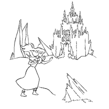 coloring page: Hans Christian Andersen's Tale: Gerda at the Castle of the Snow Queen