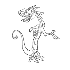 coloriage: Coloration Petit Dragon Mushu du dessin animé Mulan