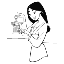 coloriage: Mulan avec une lampe de poche