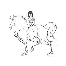 coloriage: Mulan à cheval