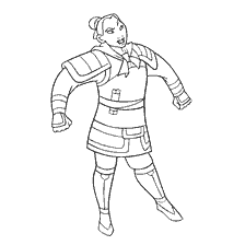 coloriage: Couleur Mulan habillé en soldat