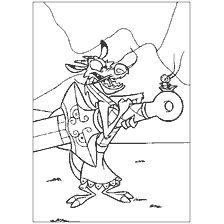coloriage: Mushu avec une arme et une fourmi dessus du dessin animé Mulan