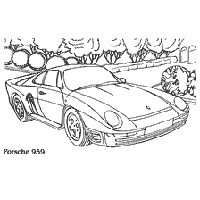 раскраска: Раскраска легкового автомобиля Porsche 959