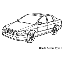 раскраска: Легковые автомобили Honda Accord Type R для раскраски
