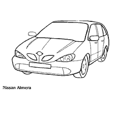 раскраска: Очерк легкового автомобиля Nissan Almera для раскраски