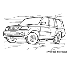 раскраска: Легковой автомобиль Hyundai Terracan для раскрашивания