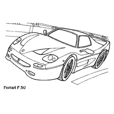 раскраска: Легковой автомобиль Ferrari F50 на раскраске