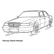 раскраска: Рисунок легкового автомобиля Mercury Grand Marquis 1990 года