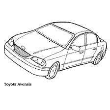 раскраска: Раскраска легкового автомобиля Toyota Avensis 1997 года