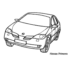 раскраска: Раскраска легкового автомобиля Nissan Primera