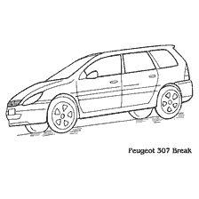 раскраска: Раскраска легкового автомобиля Peugeot 307 Break