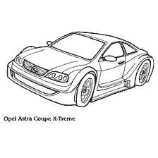 раскраска: Ракурсы легкового автомобиля Opel Astra Coupe X-Treme для раскрашивания