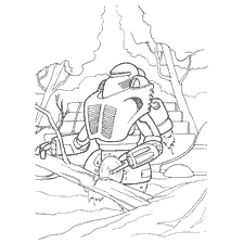 coloring page: Coloring robot logger in the forest