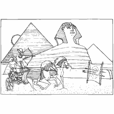 pagina da colorare: Colorazione con l'immagine delle piramidi egiziane e sphinx