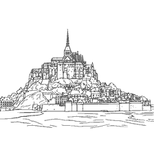pagina da colorare: La vernice del moderno Mont Saint-Michel in Francia