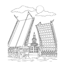 pagina da colorare: Disegno ponte di San Pietroburgo per la colorazione