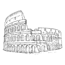 pagina da colorare: Disegno del Colosseo a Roma, Italia, per la colorazione