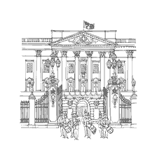 pagina da colorare: Buckingham moderno Palazzo con Guardia Reale