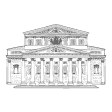 pagina da colorare: Disegno del Teatro Bolshoi a Mosca per la colorazione