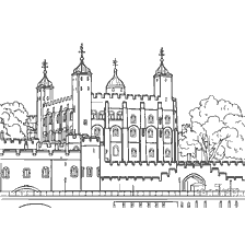 pagina da colorare: Disegno della Torre di Londra per la colorazione