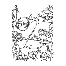 pagina da colorare: Disegno del pesce Dory e altra vita marina dal cartone animato