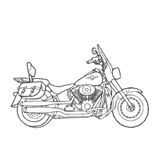 pagina da colorare: Harley-Davidson grasso ragazzo moto personalizzato