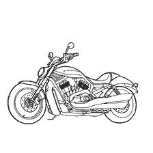pagina da colorare: Disegno di Harley-Davidson V-Road moto con specifiche