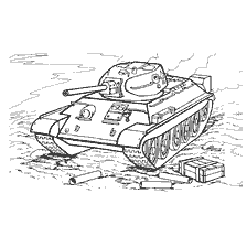 kolorowanka: Kolorowanie zbiornika T- 34 na tle pola