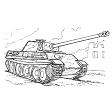 kolorowanka: W 1943 roku PzKpfw V Panther jest niemieckim czołgiem średnim.