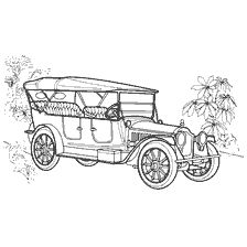 coloring page: Coloring of an old car Packard Twin Six
