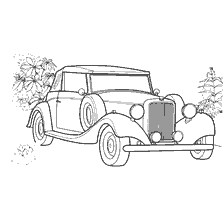 coloring page: Coloring of an old Rolls-Royce Royale car