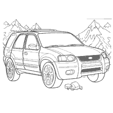 kolorowanka: Rysunek jeep Ford Escape LTD do kolorowania