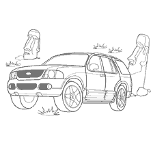 kolorowanka: Rysunek Ford Explorer Jeep na kolorowanie