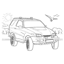 kolorowanka: Kolorowanki Jeep z krajobrazu w tle