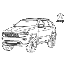 kolorowanka: Kolorowanki samochód Jeep Grand Cherokee z charakterystyką techniczną