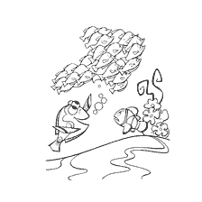 pagina da colorare: Disegnando con personaggi da Trovare Nemo, dove un pesce parla ad un altro, e il pesce pacifico nuota sopra.