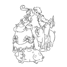 coloring page: Coloring based on Hans Christian Andersen's fairy tale "The Princess and the Pig Herder"
