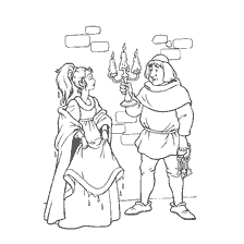 coloring page: Coloring with Princess and Butler in the Castle