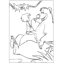 pagina da colorare: Mowgli e Baloo dal libro della giungla