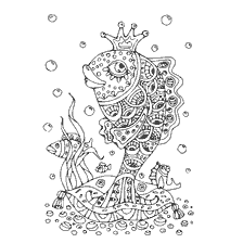 coloring page: Coloring Goldfish from Pushkin's fairy tale