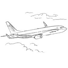 kolorowanka: Boeing 737 w chmurach