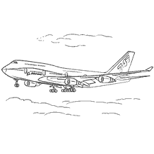 kolorowanka: Kolorowanki Boeing 747 na niebie z chmurami
